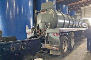 Truck unloading leachate